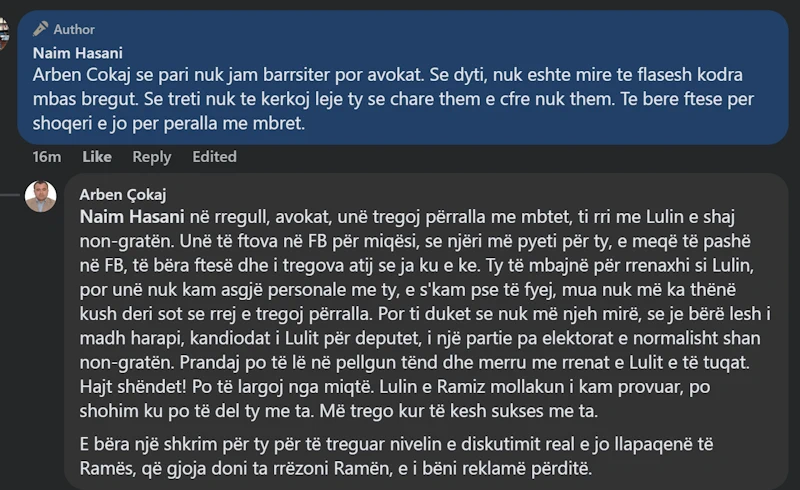 Komenti i Naim Hasanit - përgjigjia ime