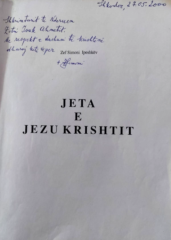 Zef Simoni - Jeta e Jezu Krishtit - autograf