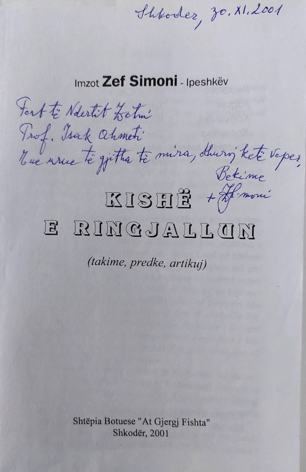 Zef Simoni - Kishë e Ringjalljes - autograf