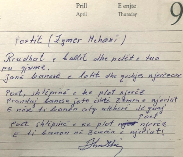 Ahmet Hoti - poezi për Zymer Mehanin