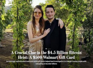 Një e dhënë vendimtare në vjedhjen e Bitcoin prej 4.5 miliardë dollarësh: Një kartë dhuratë Walmart prej 500 dollarësh Heather Morgan and Ilya Lichtenstein