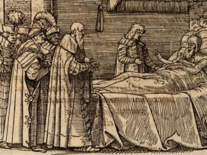 Skënderbeu në shtratin e vdekjes - ilustrim