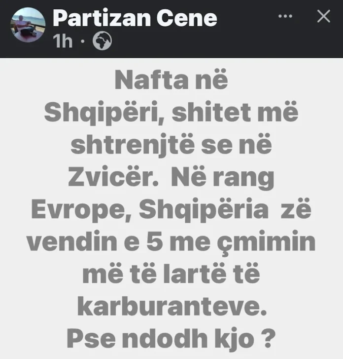 Partizan Cene - nafta