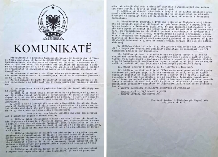 Komunikatë - Lëvizja-shqiptare në Jugosllavi Komunikatë - Lëvizja-shqiptare në Jugosllavi