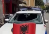 Rroftë Shqipëria Makina e policisë e dëmtuar