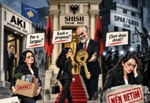 NGA PRISHTINA E LARGUAN, TIRANA E VURI NË KRYE – DHE SOT FLET SPAK-u Vlora Hyseni - ilustrim - ad