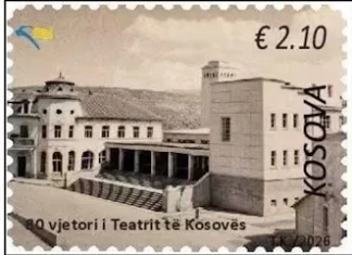 POSTA E KOSOVES PERKUJTON NE FILATELI 80 VJETORIN E KRIJIMIT TEATRIT TE KOSOVES Pulla për teatrin e Kosovës